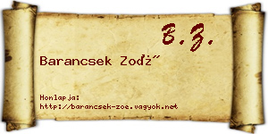 Barancsek Zoé névjegykártya